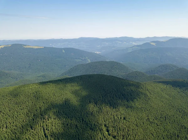 High Mountains Ukrainian Carpathians Cloudy Weather Aerial Drone View — Stock Photo, Image