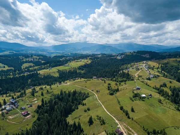 Grüne Ukrainische Karpaten Sommer Drohnenblick Aus Der Luft — Stockfoto