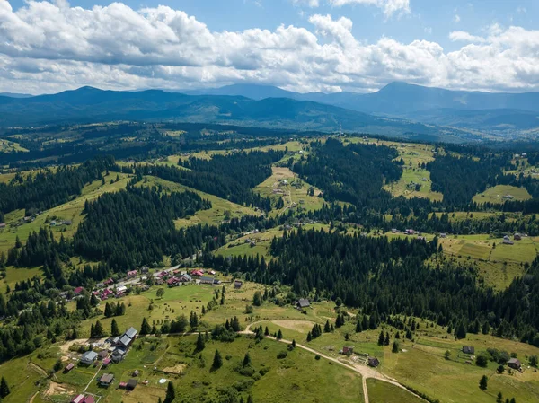 Montagnes Carpates Ukrainiennes Vertes Été Vue Aérienne Drone — Photo