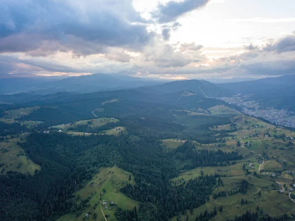 Grüne Ukrainische Karpaten Sommer Drohnenblick Aus Der Luft — Stockfoto