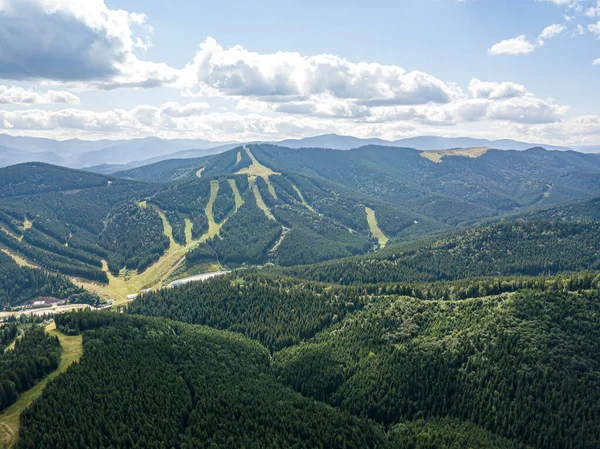 Hoge Bergen Van Oekraïense Karpaten Bij Zonnig Weer Luchtdrone Zicht — Stockfoto