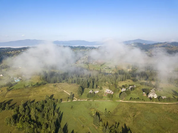 Ukrainian Carpathians Mountains Summer Morning Aerial Drone View — Stock Photo, Image
