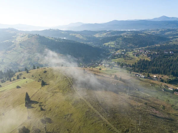 Ukrainische Karpaten Einem Sommermorgen Drohnenblick Aus Der Luft — Stockfoto