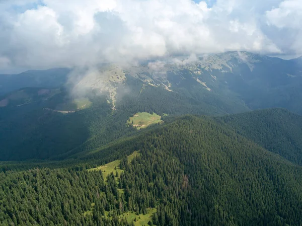 Groene Bergen Van Oekraïense Karpaten Zomer Zonnige Dag Zeldzame Wolken — Stockfoto