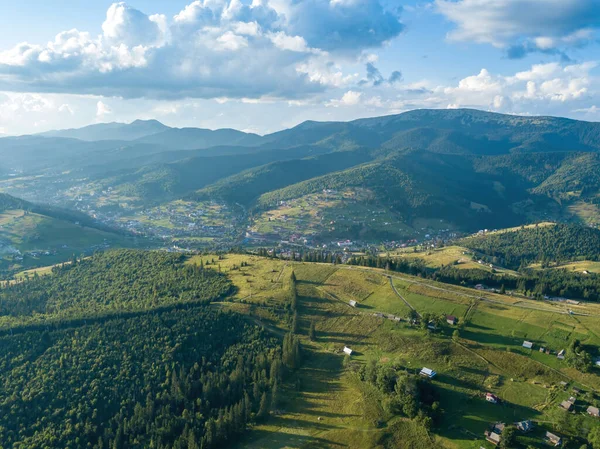 Montagnes Des Carpates Ukrainiennes Été Vue Aérienne Drone — Photo