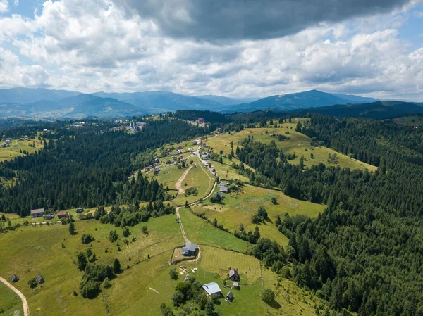 Montagnes Carpates Ukrainiennes Vertes Été Vue Aérienne Drone — Photo