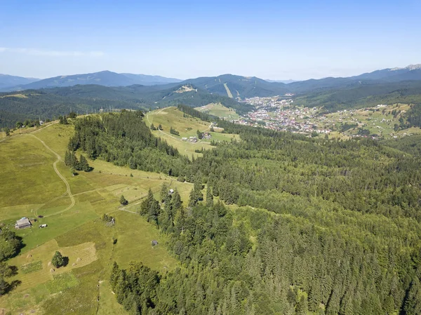 Pegunungan Hijau Dari Carpathians Ukraina Musim Panas Hari Yang Cerah — Stok Foto