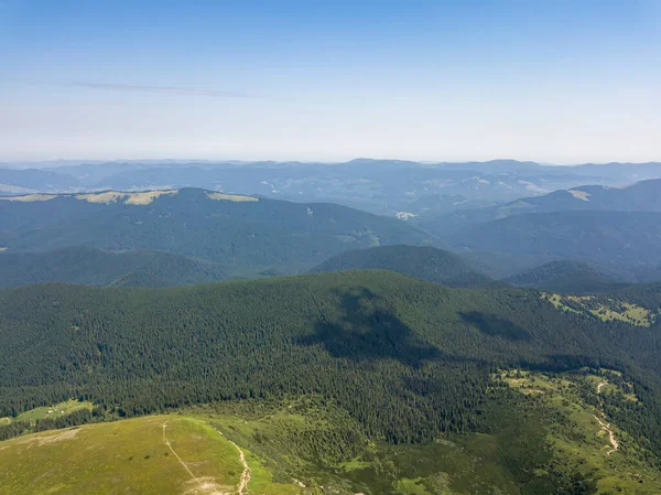 High Mountains Ukrainian Carpathians Cloudy Weather Aerial Drone View — Stock Photo, Image