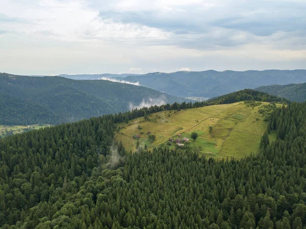 Groene Bergen Van Oekraïense Karpaten Zomer Luchtdrone Zicht — Stockfoto