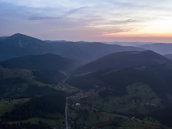 Ukrainische Karpaten Einem Sommermorgen Drohnenblick Aus Der Luft — Stockfoto