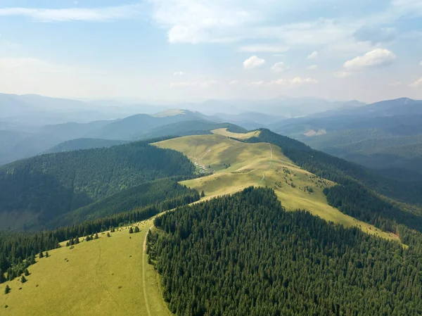 Grüne Berge Der Ukrainischen Karpaten Sommer Sonniger Tag Seltene Wolken — Stockfoto