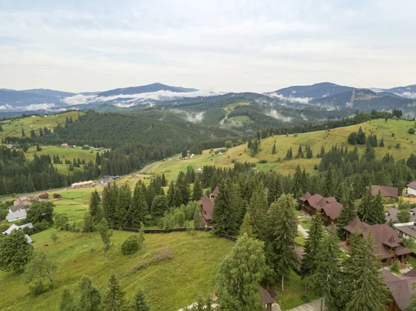 Ukrainische Karpaten Einem Sommermorgen Drohnenblick Aus Der Luft — Stockfoto