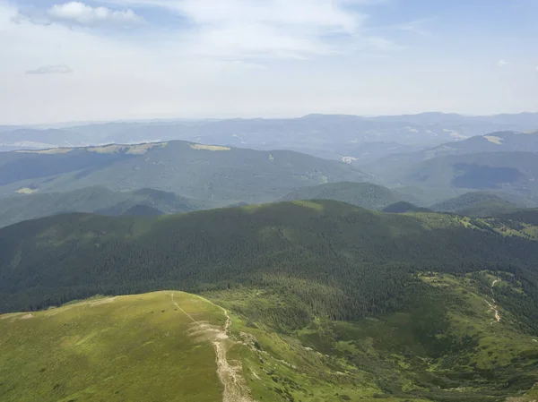 Altas Montañas Los Cárpatos Ucranianos Clima Nublado Vista Aérea Del — Foto de Stock