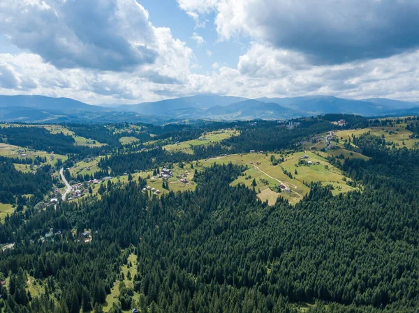 Montagnes Carpates Ukrainiennes Vertes Été Vue Aérienne Drone — Photo