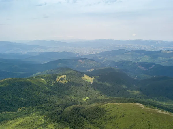 High Mountains Ukrainian Carpathians Cloudy Weather Aerial Drone View — Stock Photo, Image