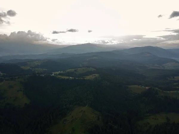 Coucher Soleil Sur Les Montagnes Dans Les Carpates Ukrainiennes Bonsoir — Photo