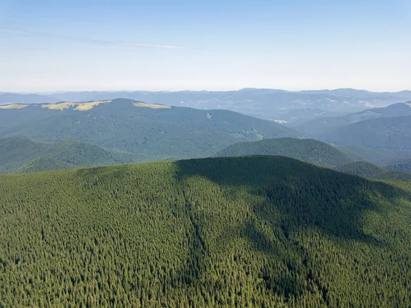 High Mountains Ukrainian Carpathians Cloudy Weather Aerial Drone View — Stock Photo, Image