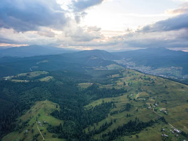 Grüne Ukrainische Karpaten Sommer Drohnenblick Aus Der Luft — Stockfoto