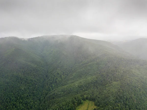 Green Mountains Ukrainian Carpathians Rest Clouds Aerial Drone View — Stock Photo, Image