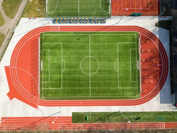 Campo Fútbol Vista Superior Del Dron Aéreo — Foto de Stock