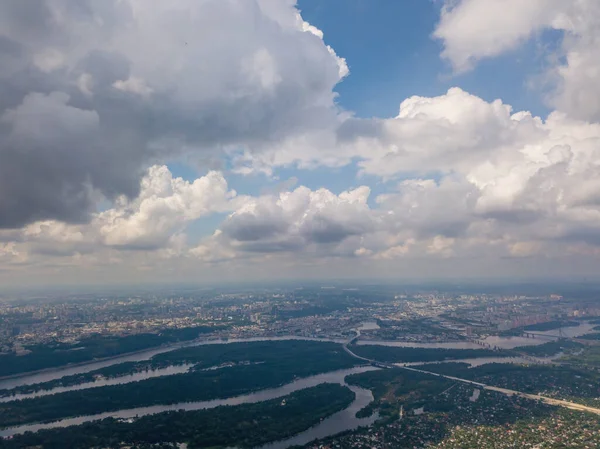 Högt Flyg Över Kiev Mulen Dag Flygdrönare — Stockfoto