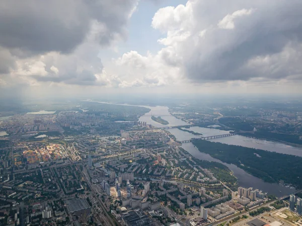 High Flight Kiev Cloudy Day Aerial Drone View — Stock Photo, Image