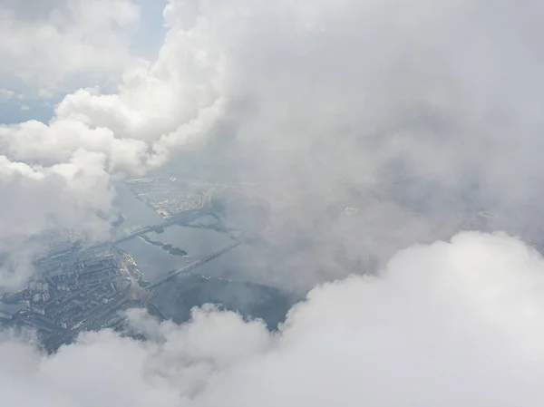Vysoko Oblacích Zobrazení Leteckých Dronů — Stock fotografie
