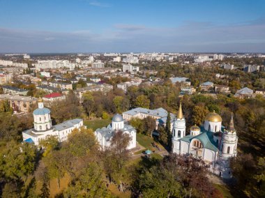 Chernigov 'daki Dönüşüm Katedrali. Hava aracı görünümü.