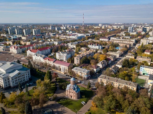 Церковь Святого Параскеви Чернигове Воздушный Беспилотник — стоковое фото