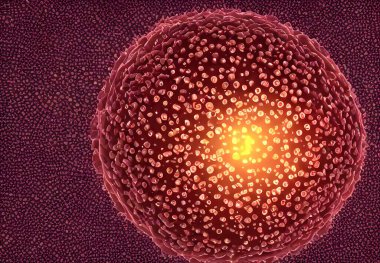 Mikroskop altında bir virüsün 3 boyutlu görüntüsü.