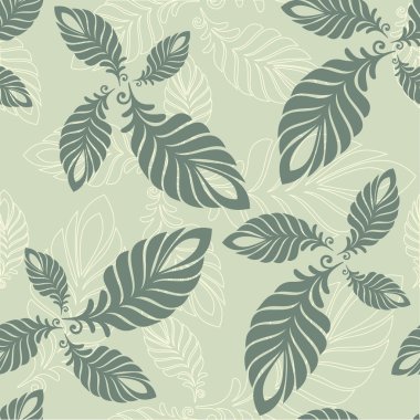 Dikişsiz soyut desen yaprakların ve tüy 