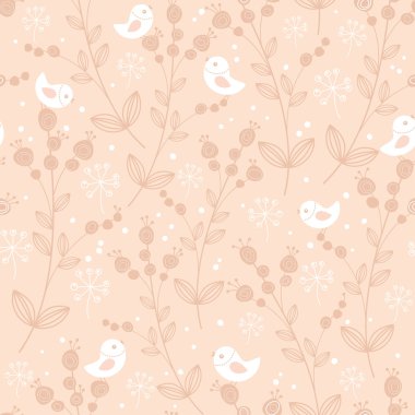 sevimli kuş ile sorunsuz çiçek desenli