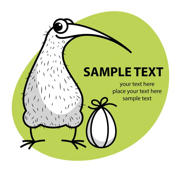 Cartoon Kiwi oiseau avec oeuf — Image vectorielle