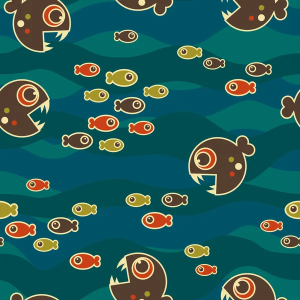 Seamless mönster med fiskar — Stock vektor
