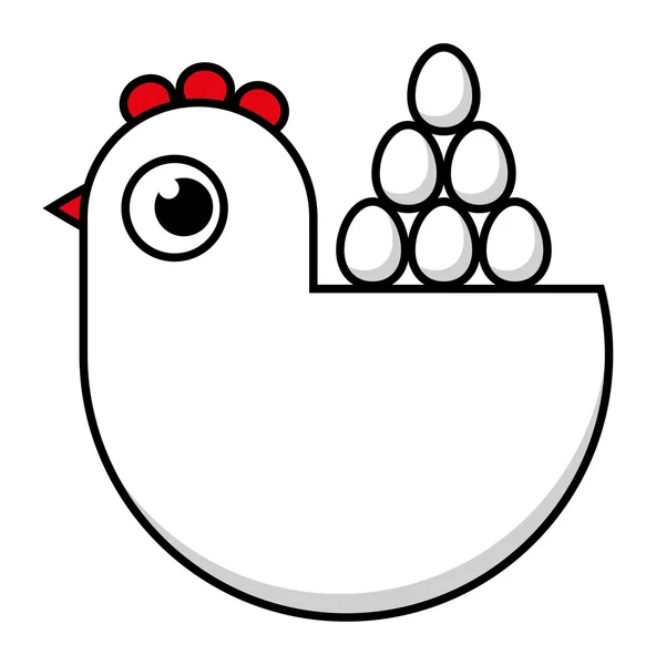 母鸡和鸡蛋 — 图库矢量图片