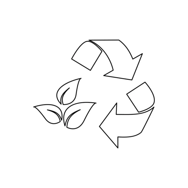 Ikona Recyklingu Ikona Liści Izolowana Białym Tle Koncepcja Recyklingu Ilustracja — Wektor stockowy