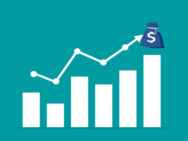 Omhoog Grafiek Geld Zak Staafdiagram Financiële Groeiconcept Vector — Stockvector