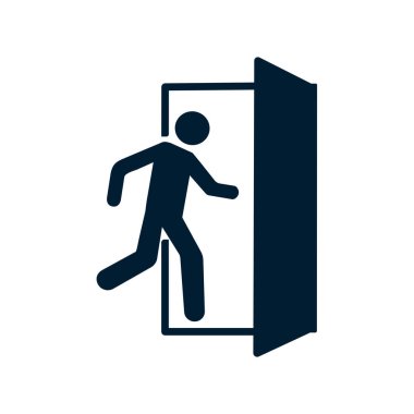 Acil çıkış. Kaçış yolu işareti. Acil ve Güvenlik Vektörü illüstrasyonu