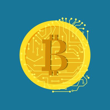Kripto para birimi bitcoin gelecek para. Sanal kripto para birimi kavramı. Kripto para birimi vektör çizimi