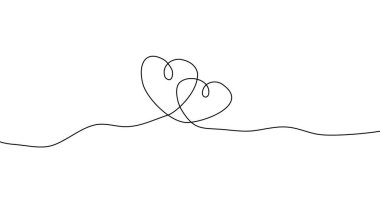 Sürekli iki kupa çizgisi çiziyorum. Basit aşk konsepti. kalp vektörü