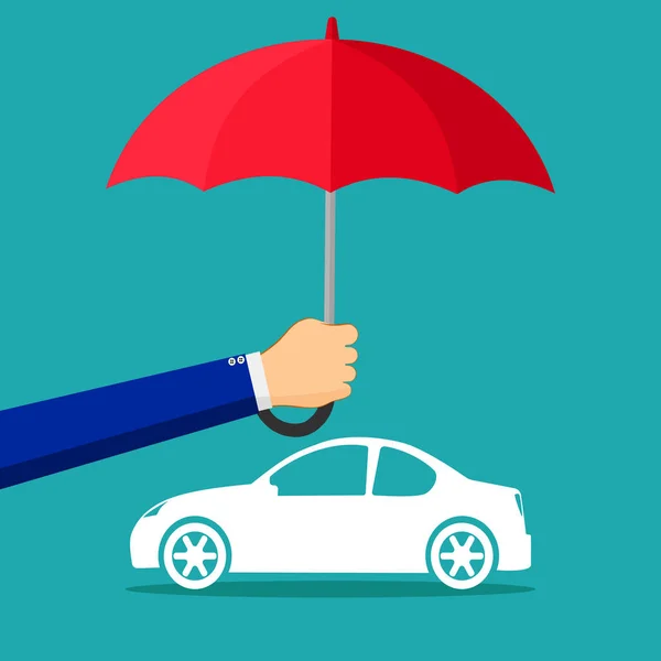 Aprire Ombrello Proteggere Auto Concetto Assicurazione Auto Proteggere Illustrazione Vettoriale — Vettoriale Stock