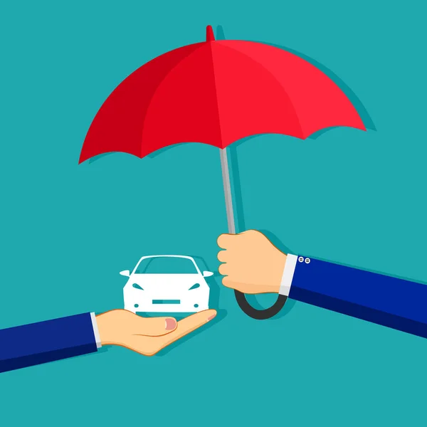 Nyisd Esernyőt Hogy Megvédd Autót Autóbiztosítás Koncepciója Védelem Vektor Illusztráció — Stock Vector