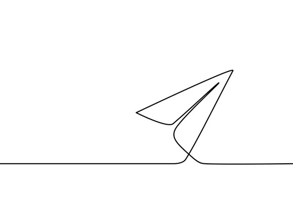 Dessin Linéaire Continu Avion Papier Envoyant Message Sur Fond Blanc — Image vectorielle