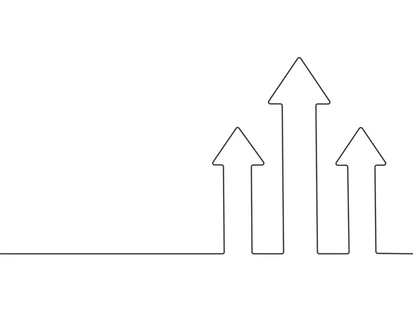 Dibuja Una Línea Continua Flechas Apuntando Hacia Arriba Sobre Fondo — Archivo Imágenes Vectoriales