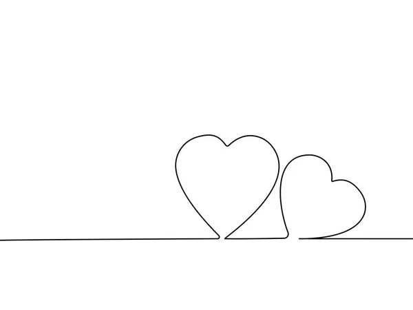 在白色背景上连续绘制心脏的线条 心脏矢量图解 — 图库矢量图片