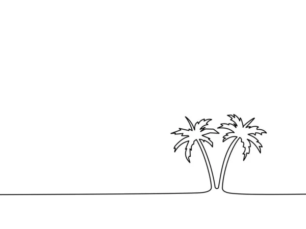 Zeichnen Sie Eine Durchgehende Linie Von Kokospalmen Entspannungskonzept Illustration Zum — Stockvektor