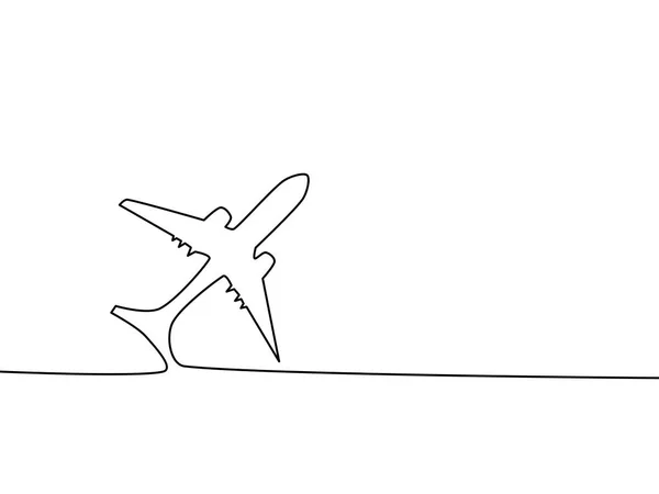 Dibuja Una Línea Continua Del Avión Plantilla Logotipo Del Avión — Vector de stock