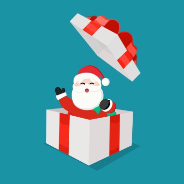 Mutlu Noel Baba el sallıyor ve selamlıyor. Noel kartı afişi için. selamlama vektörü illüstrasyonu