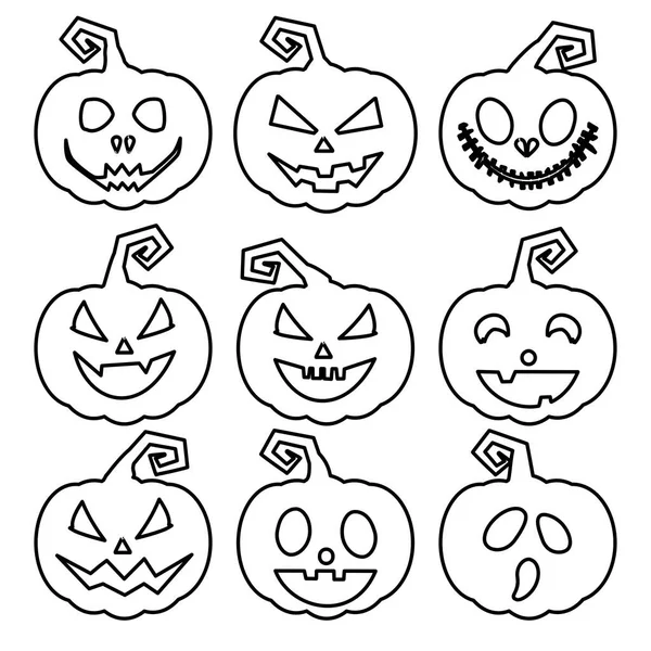 Rostos Assustadores Engraçados Abóbora Fantasma Halloween Conjunto Colecção  Vectores Eps imagem vetorial de nastudio© 407482304