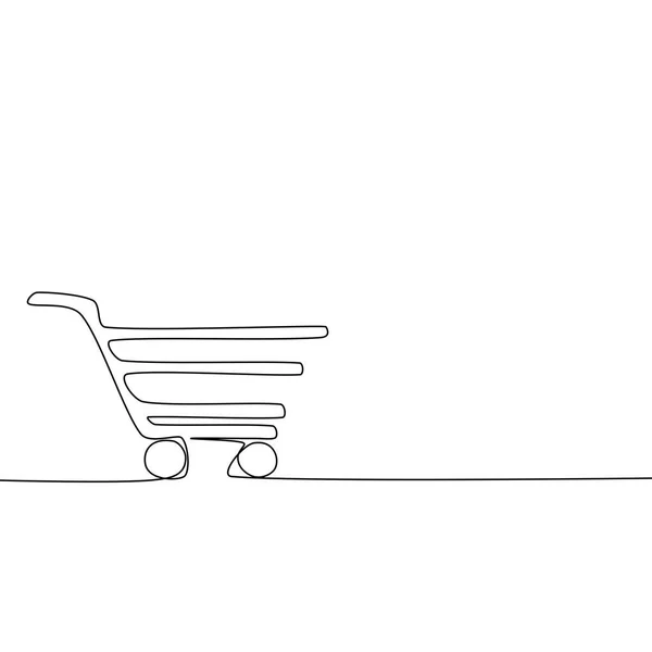 Alışveriş Arabasının Sürekli Bir Çizgisini Çiz Nternetten Alışveriş Konsepti Alışveriş — Stok Vektör